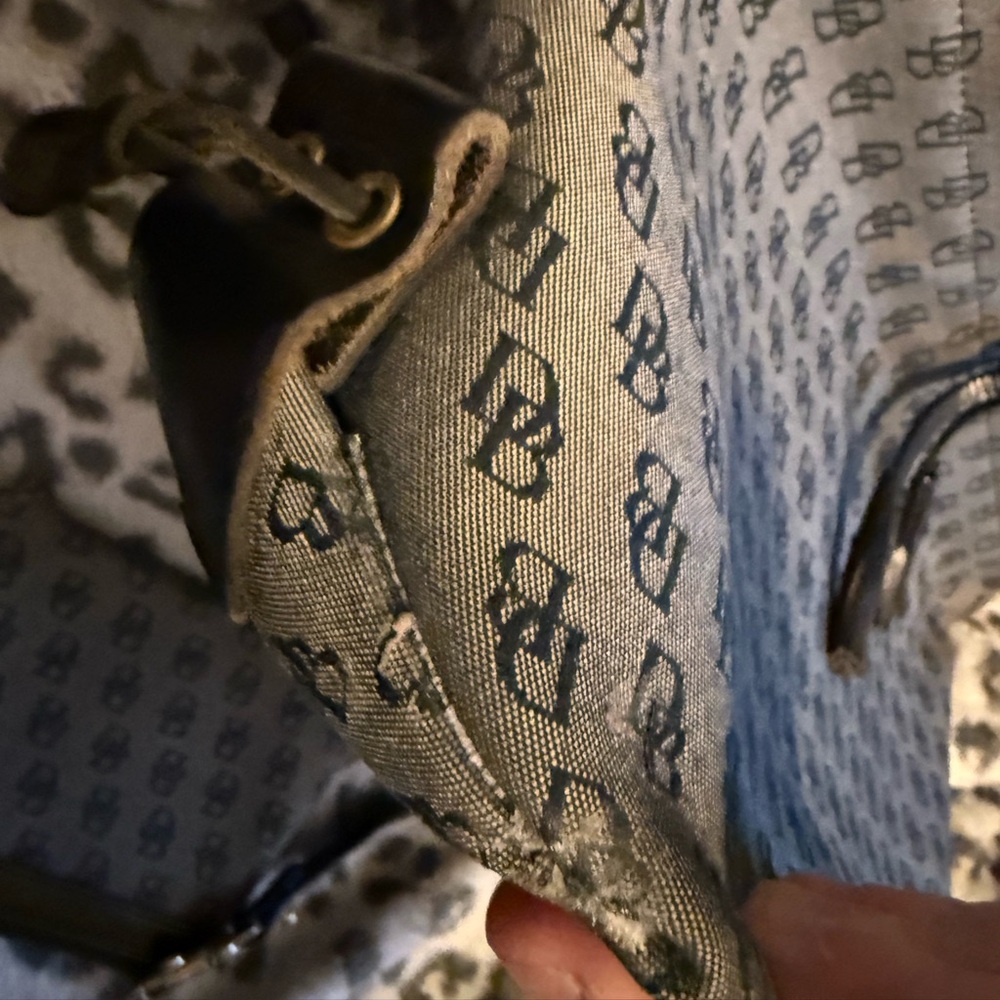 Dooney & Bourke Gray and Black Tote Bag with Monogram Pattern - Picture 3 of 8